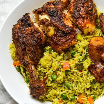 Rice (Jollof, Fried or White) with Suya Chicken - Diah Cuisine